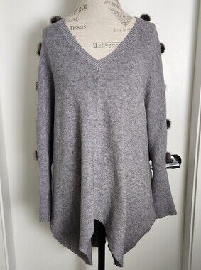 Onesize Knit Sweater Fur Pompoms